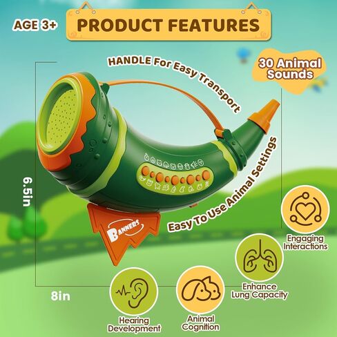 ألعاب المتصل بالحيوانات للأطفال الصغار، ألعاب الصيد مع وضعين و30 صوتًا واقعيًا للحيوانات، لعب اكتشاف خارجي مع قرن 8 بوصات وأضواء 5 مستويات، ألعاب حيوانات للتعلم المبكر للأولاد والبنات من عمر 3 سنوات فما فوق in Kuwait