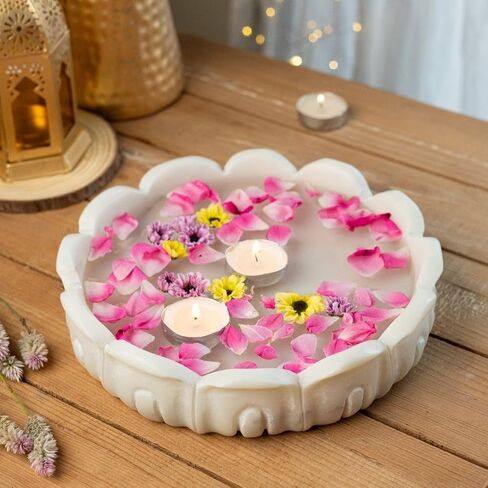 طقوس بادما رخام urli | Uruli لزينة الزهور | رخام urli وعاء لزخارف المنزل | ديكور المطبخ | وعاء للزخارف | مثالي للمناسبة الاحتفالية | 23 سم × 5 سم in Kuwait