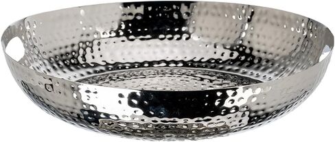 MyGift 14 بوصة Deluxe Devinative Dishative Tresent Race Base ، Fild Flight Plated Aluminium Fruit Plater Platter مع مقابض قطع - مصنوعة يدويًا في الهند in Saudi Arabia