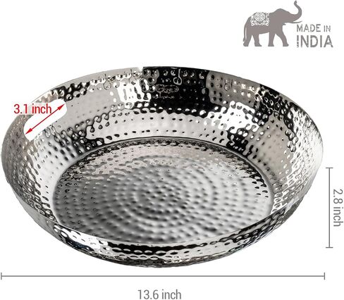MyGift 14 بوصة Deluxe Devinative Dishative Tresent Race Base ، Fild Flight Plated Aluminium Fruit Plater Platter مع مقابض قطع - مصنوعة يدويًا في الهند in Saudi Arabia