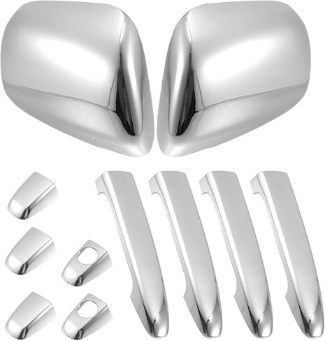 X AUTOHAUX 1 Set Car Exterior Chrome Plated Mirror Cover Door Handle Cover Cap Overlay for Toyota Tacoma 2005-2010 in Saudi Arabia