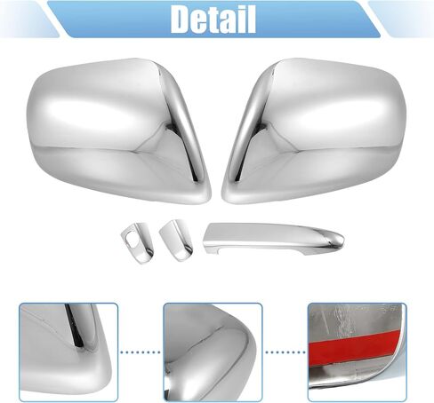 X AUTOHAUX 1 Set Car Exterior Chrome Plated Mirror Cover Door Handle Cover Cap Overlay for Toyota Tacoma 2005-2010 in Saudi Arabia