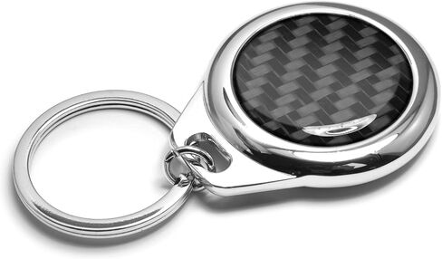 for Cadillac Crest Logo Real Black Carbon Fiber Roundel Metal Case Key Chain Keychain, Official Licensed in Saudi Arabia