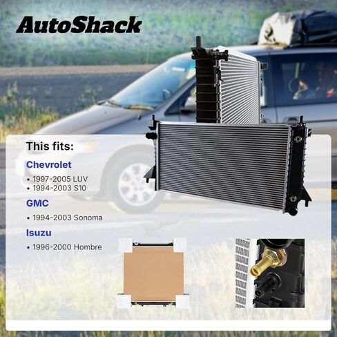 Autoshack Radiator for 1994-2003 GMC Sonoma 1994-2003 Chevrolet S10 1996-2000 Isuzu Hombre 2.2L 4WD FWD RWD RK608 in Saudi Arabia