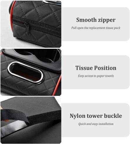 5-in-1 Car Center Console Cover,Multifunctional Arm Rest Cover for Car with Cup Holder,Phone Holder,Pocket,Car Tissue Holder,Leather Height Enhancement Car Armrest Cushion (Black/Red) in Kuwait