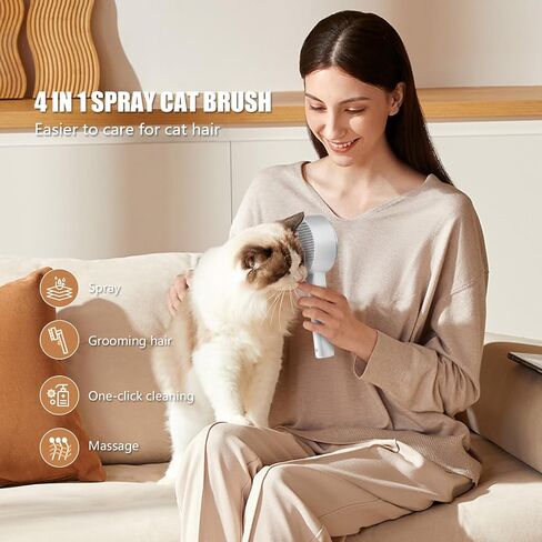 Cloud Care Cat Brush for Indoor Cat Steam Brush for Shedding Spritz Defur Comb for Cats Steam Cat Brush for Long Short Hair Cats Dogs Pet Steam Brush for Cats Massage Grooming Self-Cleaning in Saudi Arabia