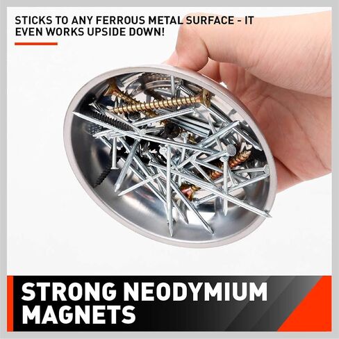 HORUDSY 4PC Magnetic Tray Set with Magnet Stick – Extra Strong Magnets, Stainless Steel Trays, and Telescoping Pickup Tool for Organizing and Retrieving Metal Parts in Kuwait