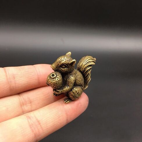 2PCS Antique Bronze Small Squirrel Rabbit Ornament Solid Copper Statue Figurines Brass Squirrels Nuts Tea Pet Incense Holder Desk Decoration in Saudi Arabia