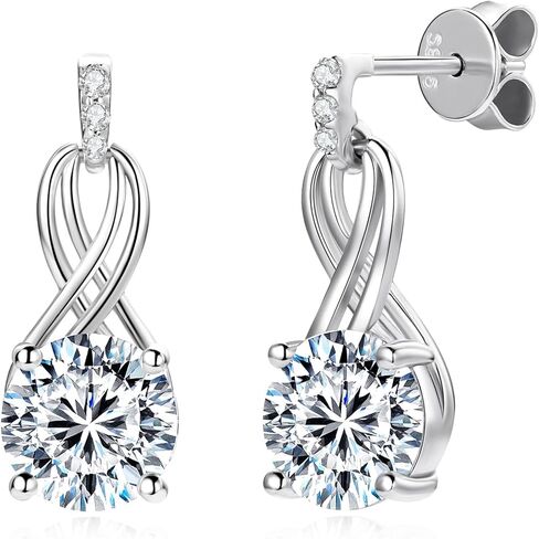2ct Moissanite Infinity Drop أقراط للنساء ، D Round Round Cut Moissanite 925 Sterling Silve Infinity Stud ، هدايا مثالية للزوجة أو أمي in Kuwait