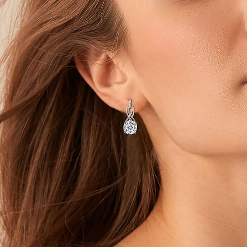 2ct Moissanite Infinity Drop أقراط للنساء ، D Round Round Cut Moissanite 925 Sterling Silve Infinity Stud ، هدايا مثالية للزوجة أو أمي in Kuwait