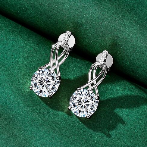 2ct Moissanite Infinity Drop أقراط للنساء ، D Round Round Cut Moissanite 925 Sterling Silve Infinity Stud ، هدايا مثالية للزوجة أو أمي in Kuwait