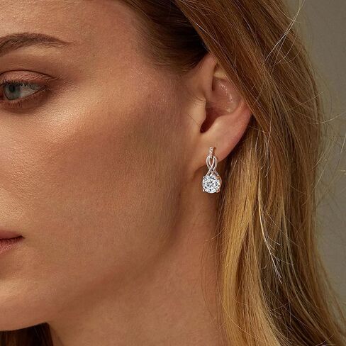 2ct Moissanite Infinity Drop أقراط للنساء ، D Round Round Cut Moissanite 925 Sterling Silve Infinity Stud ، هدايا مثالية للزوجة أو أمي in Kuwait