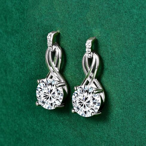 2ct Moissanite Infinity Drop أقراط للنساء ، D Round Round Cut Moissanite 925 Sterling Silve Infinity Stud ، هدايا مثالية للزوجة أو أمي in Kuwait