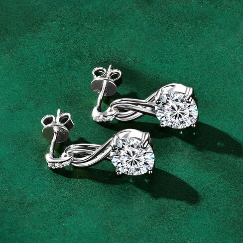 2ct Moissanite Infinity Drop أقراط للنساء ، D Round Round Cut Moissanite 925 Sterling Silve Infinity Stud ، هدايا مثالية للزوجة أو أمي in Kuwait
