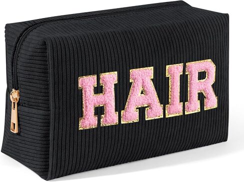 حقيبة مكياج MAGEFY سروال قصير حقيبة مكياج صغيرة للمحفظة مع مقصورات حقيبة مكياج لطيفة حقيبة مستحضرات تجميل للنساء والأصدقاء هدايا Preppy (بيج، شعر) in Kuwait