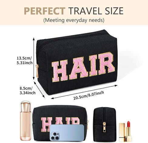 حقيبة مكياج MAGEFY سروال قصير حقيبة مكياج صغيرة للمحفظة مع مقصورات حقيبة مكياج لطيفة حقيبة مستحضرات تجميل للنساء والأصدقاء هدايا Preppy (بيج، شعر) in Kuwait