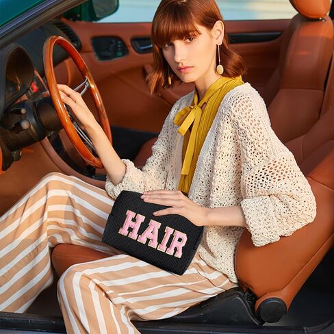 حقيبة مكياج MAGEFY سروال قصير حقيبة مكياج صغيرة للمحفظة مع مقصورات حقيبة مكياج لطيفة حقيبة مستحضرات تجميل للنساء والأصدقاء هدايا Preppy (بيج، شعر) in Kuwait