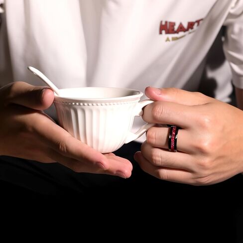 8mm Black Gold or Rose Gold Plated Tungsten Rings for Men - Eternity Pink/Green/Red Birthstone Mens Tungsten Wedding Bands with Gold Foil Leaf - Unique Gothic Daily Wear Promise Rings for Him in Kuwait