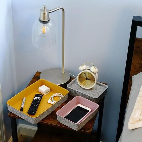 صناديق تنظيم الأدراج بغطاء من Welaxy، صندوق تخزين مكتبي للعمل المنزلي والمكتب مع غطاء لتنظيم قرطاسية المكياج غير المرغوب فيه، 3 عبوات (برتقالي + أخضر + فيروزي) in Kuwait