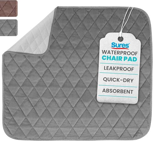 Sures Waterproof Chair Pads for Incontinence (22" x 21") - Washable, Waterproof Seat Protector - Chair Protector Seat Cover - Absorbent Pad for Bed, Seat, Car, Wheelchair & Recliner (Brown, 4 Pack) in Kuwait