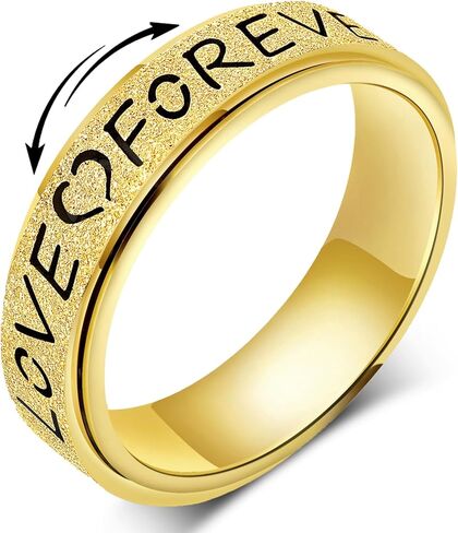 OreilleStar Fidget Anxiety Ring for Women: Stainless Steel Spinner Love Forever Symbol Promise Engagement Wedding Band Ring Gold Silver Black Size 5-10 in Saudi Arabia