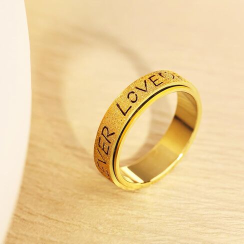 OreilleStar Fidget Anxiety Ring for Women: Stainless Steel Spinner Love Forever Symbol Promise Engagement Wedding Band Ring Gold Silver Black Size 5-10 in Saudi Arabia