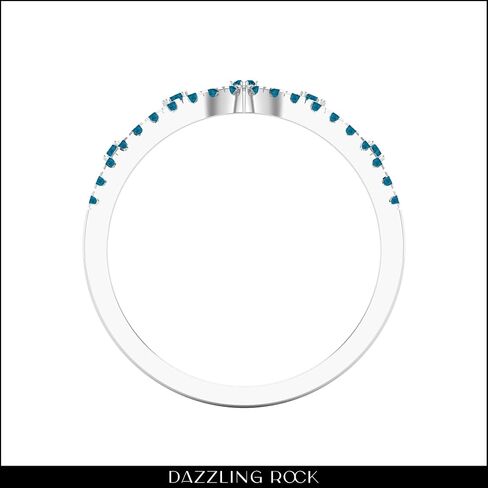 Dazzlingrock Collection 0.21 Cttw Round Blue Diamond Crown Tiara Chevron Style Engagement Ring for Women in 925 Sterling Silver in Saudi Arabia