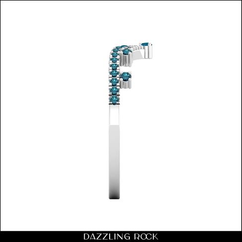 Dazzlingrock Collection 0.21 Cttw Round Blue Diamond Crown Tiara Chevron Style Engagement Ring for Women in 925 Sterling Silver in Saudi Arabia
