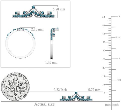Dazzlingrock Collection 0.21 Cttw Round Blue Diamond Crown Tiara Chevron Style Engagement Ring for Women in 925 Sterling Silver in Saudi Arabia