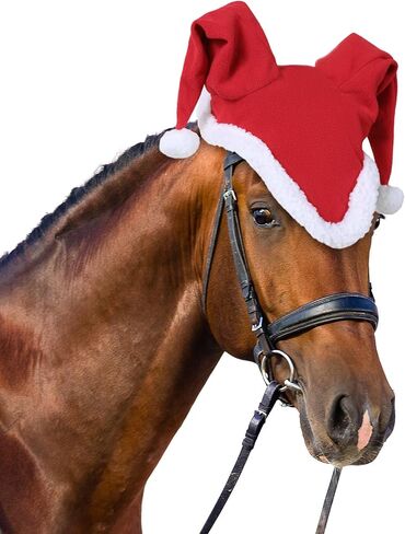 Christmas Fleece Scarf for Horse, Red Santa Equestrian Decoration Holiday Xmas Parade in Saudi Arabia