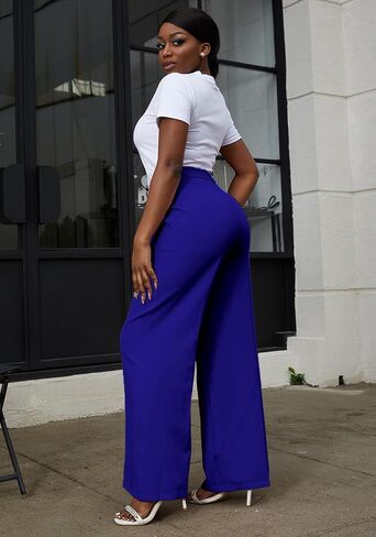 Tbahhir Women's Wide Leg Pants Work Dressy High Waisted Trousers with Pockets Office Wear Business Casual Lightweight in Saudi Arabia