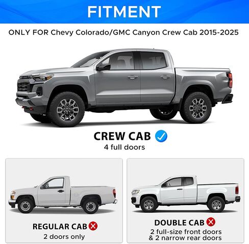 ألواح الجري التي تناسب Chevy Colorado/GMC Canyon Crew Cab 2015-2025 ، خطوات جانبية من الصلب الكربوني الثقيل ، 5.7 بوصات مطلية بمسحوق أسود مطلي بارز in Saudi Arabia