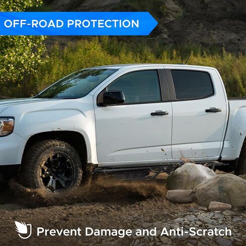 ألواح الجري التي تناسب Chevy Colorado/GMC Canyon Crew Cab 2015-2025 ، خطوات جانبية من الصلب الكربوني الثقيل ، 5.7 بوصات مطلية بمسحوق أسود مطلي بارز in Saudi Arabia