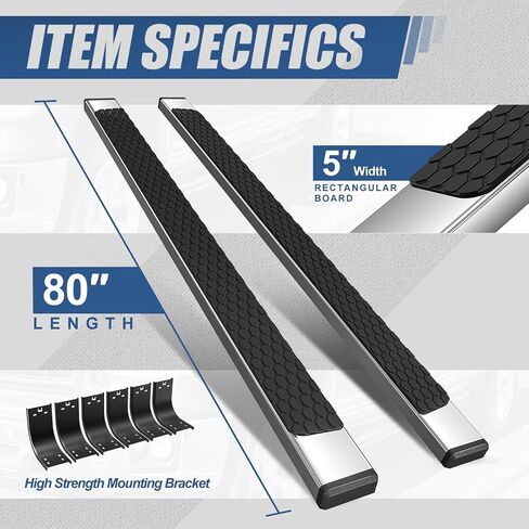 Auto Dynasty Running Boards Compatible with 2009-2022 Dodge Ram 1500 Quad/Extended Cab, Stainless Steel Side Step Rail Nerf Bar, 5 Inches Step Bars, Polished Chrome in Saudi Arabia