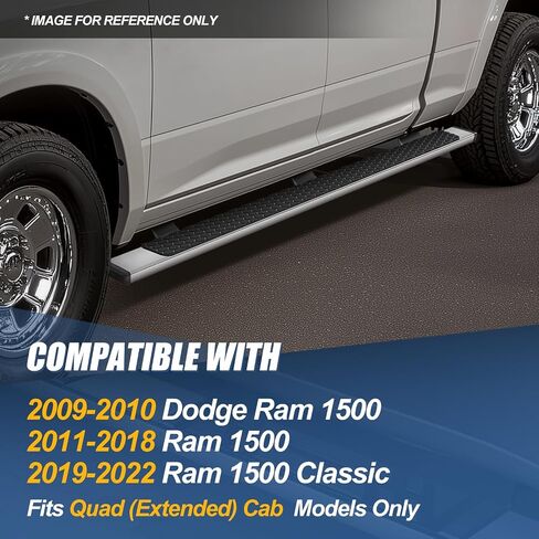 Auto Dynasty Running Boards Compatible with 2009-2022 Dodge Ram 1500 Quad/Extended Cab, Stainless Steel Side Step Rail Nerf Bar, 5 Inches Step Bars, Polished Chrome in Saudi Arabia