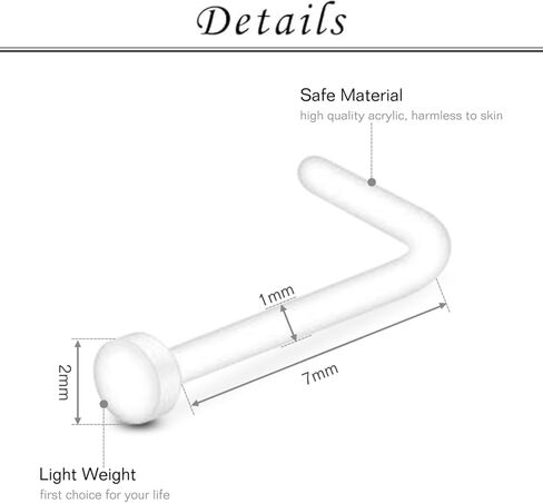 TOKRING Clear Nose Rings Studs Clear Piercing Retainer Set Septum Lip Cartilage Tongue Rook Daith Ear Industrial Nipple Belly Clear Piercing Jewelry for Work Surgery in Kuwait
