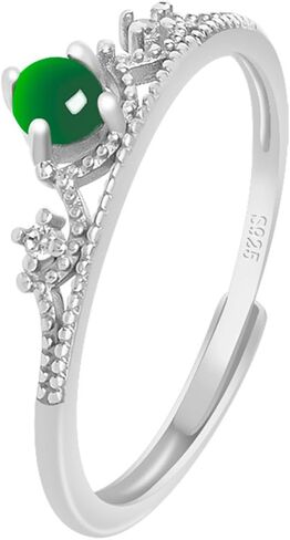 S925 Sterling Silver Jade Ring, Inlaid Natural A-Grade Jade Yang Green Bowknot Ice-Type Adjustable Ring, A Gift for Your Girlfriend on Valentine's Day in Saudi Arabia