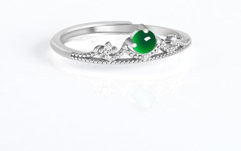 S925 Sterling Silver Jade Ring, Inlaid Natural A-Grade Jade Yang Green Bowknot Ice-Type Adjustable Ring, A Gift for Your Girlfriend on Valentine's Day in Saudi Arabia