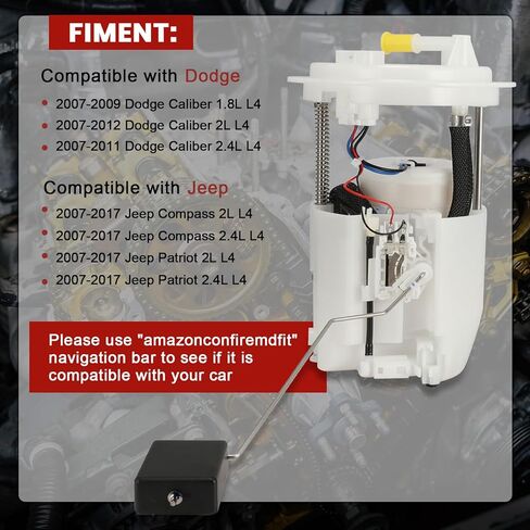 E7220M Electric Fuel Pump Module Assembly Sending Unit Compatible with Jeep Patriot, Compass & Dodge Caliber, 2007-2016, 1.8L 2.0L 2.4L, 2WD, Replace# E7220M, SP7040M in Kuwait