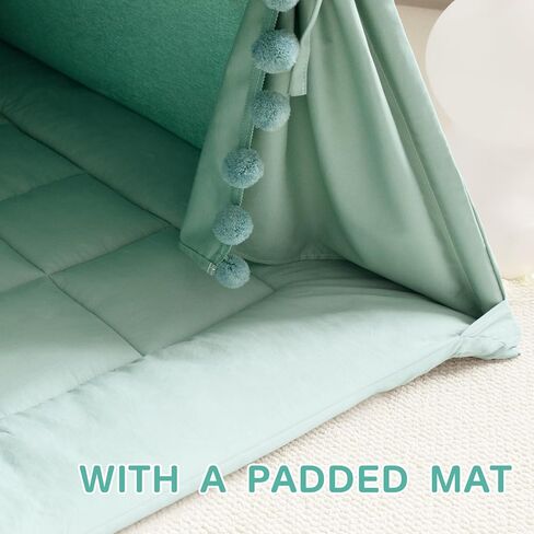 خيمة تيبي للأطفال مع حصيرة مبطنة من القماش القطني، خيمة للأطفال مع كرة للأطفال الصغار، خيمة لعب للأطفال في الأماكن المغلقة للفتيات والأولاد مع أضواء النجوم، وحقيبة حمل، وعلم راية (كريمي) in Kuwait