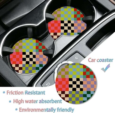 Checkered License Plate Frames，Checkered Car Accessories for Women，Cute Licens,e Plate Holder，Aluminum License Plate Frame Fits Standard US Vehicles Size 12.2 x 6 Inch (Multicolor-2pcs) in Kuwait