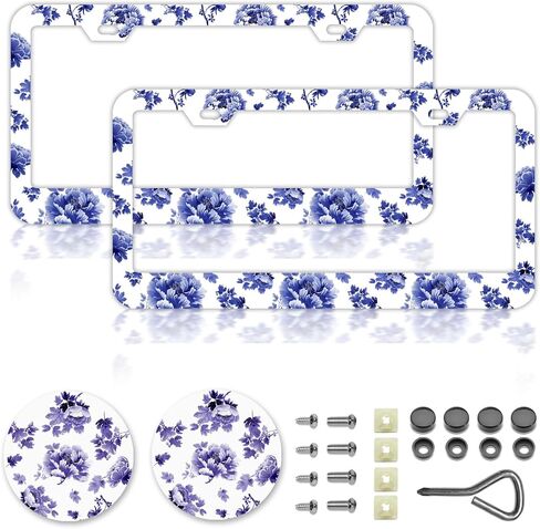 Checkered License Plate Frames，Checkered Car Accessories for Women，Cute Licens,e Plate Holder，Aluminum License Plate Frame Fits Standard US Vehicles Size 12.2 x 6 Inch (Multicolor-2pcs) in Kuwait