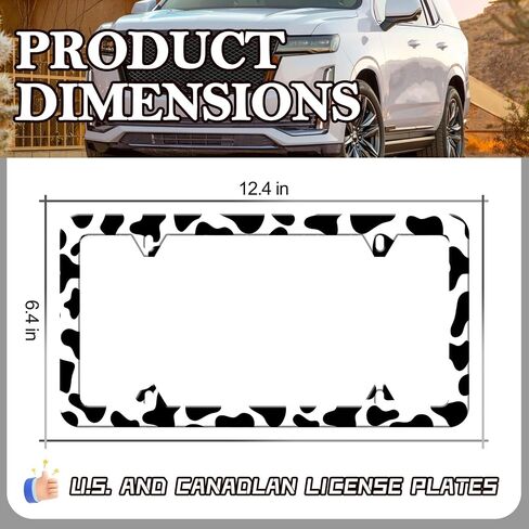 Black Leopard Cheetah Print License Plate Frames - 2 Pack Animal Print License Plate Holder, Stainless Steel Rust-Proof Waterproof Car Decorative Tag Frame with Screws Fasteners Caps in Saudi Arabia