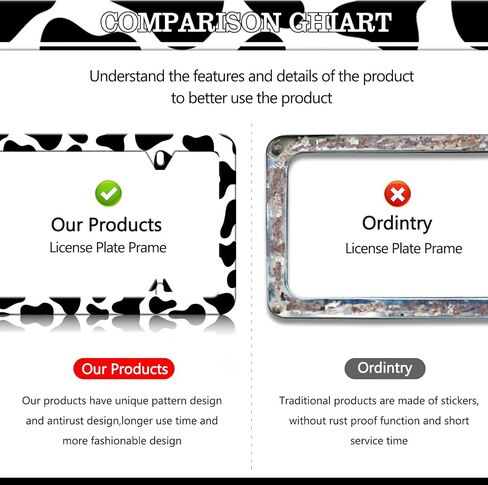 Black Leopard Cheetah Print License Plate Frames - 2 Pack Animal Print License Plate Holder, Stainless Steel Rust-Proof Waterproof Car Decorative Tag Frame with Screws Fasteners Caps in Saudi Arabia