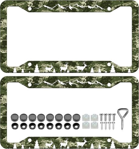 Black Leopard Cheetah Print License Plate Frames - 2 Pack Animal Print License Plate Holder, Stainless Steel Rust-Proof Waterproof Car Decorative Tag Frame with Screws Fasteners Caps in Saudi Arabia