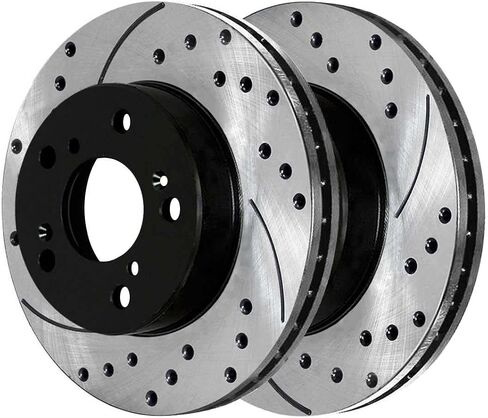 Autoshack Black Hat محفورة ودوارات فرامل متدنية في الفترة من 2006-2009 هوندا أكورد 2009-2014 Acura TSX 2.4L 3.0L 3.5L V6 FWD PR41521LR in Kuwait