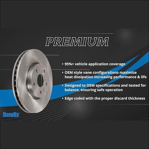 Bendix Premium PRT6757 REAT BRAKE ROTOR لـ Mitsubishi Eclipse Cross 2020-2018 ، Eclipse Cross 2023-2022 ، Outlander 2020-2014 ، Outlander PHEV 2022-2018 ، Outlander Sport 2023-2013 in Saudi Arabia