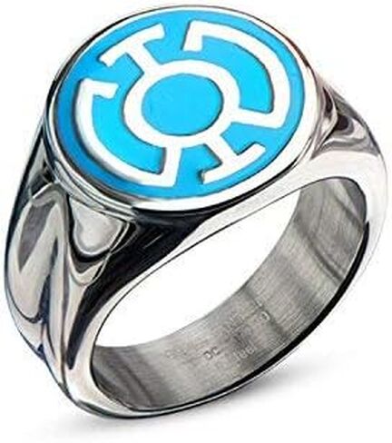 DC Comics Blue Lantern Corps Stainless Steel Blue Enamel Hope Ring in Saudi Arabia