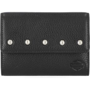 Harley-Davidson Women's Pebble Leather Bar & Shield Billfold Wallet - Black in Saudi Arabia