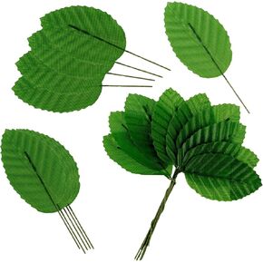 200 Pcs Fake Green Leaves Artificial Leaves for Crafts Silk Fake Faux Wired Single Leaf Bulk for Decoration Leaves Faux Fake Flowers Greenery Leaves for DIY Wreaths Wedding in Kuwait